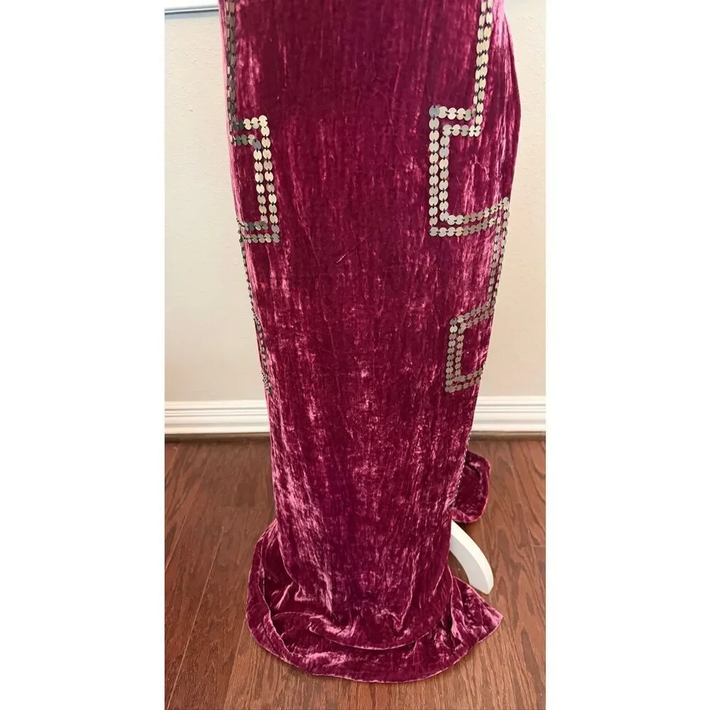 Alix of Bohemia Adele Plum Velvet Dress Size Small - Picture 5 of 16